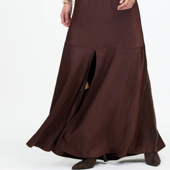 Madewell Satin Sleeveless Maxi Slip Dress Dark Carob Size 10 - Picture 4 of 10